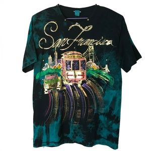San Francisco Vintage Tee Tie Dye Glitter Paint OS